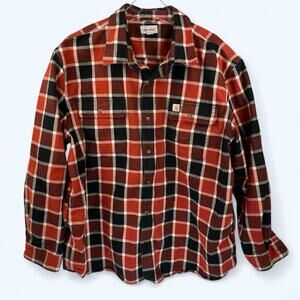 Carhartt Men's Flannel Shirt XXL Hubbard Button Up Plaid Red Workwear 101924
